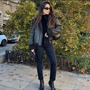 double faced jacket zara green